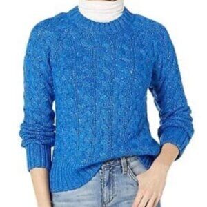 Lucky Brand cable knit bright blue cotton blend sweater S/P